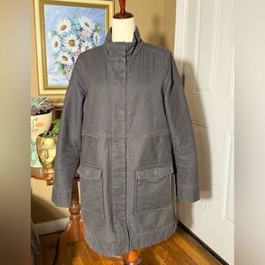 Prana Women's Trip Coat Charcoal Grey Quilted Cotton Barn Chore Jacket Large